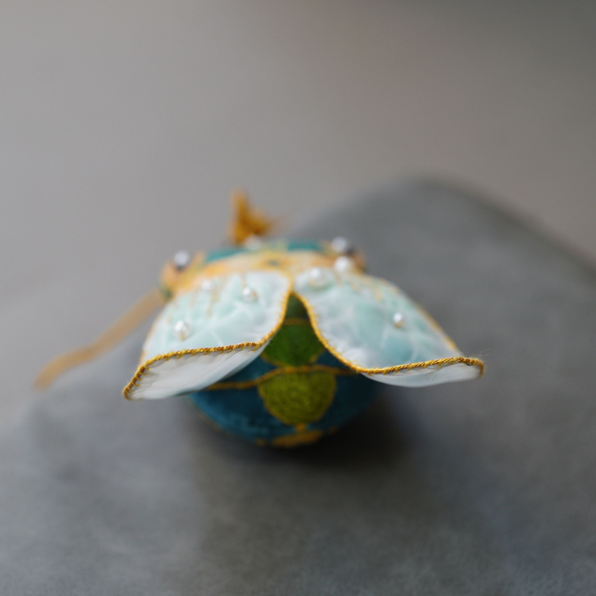 CicadaEmbroidery DIY Kit for Beginners, Unique Auspicious Fabric sachet with auspicious cicada design. Free international delivery for orders over $100.