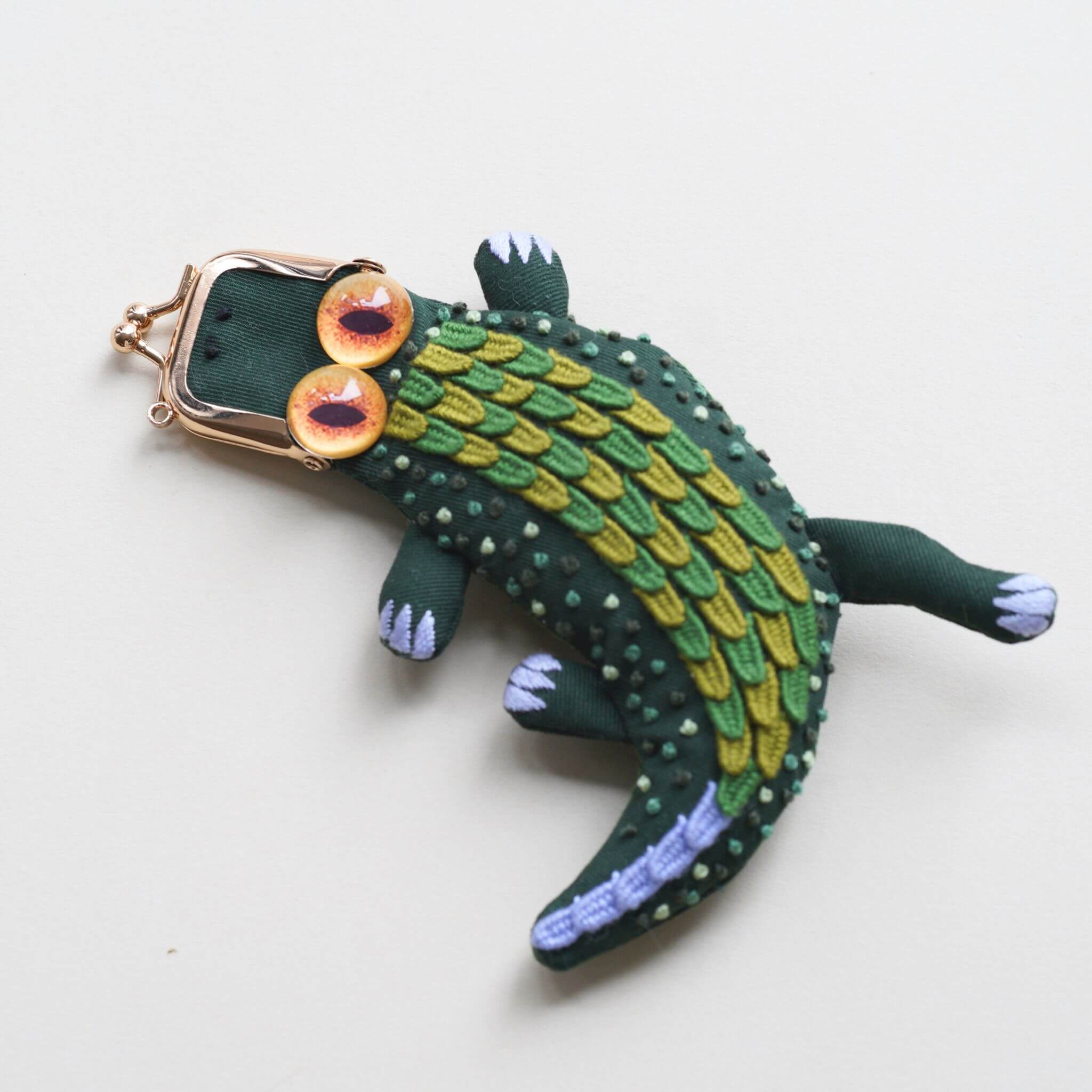 Crocodile BagEmbroidery DIY Kit for Beginners, Unique Auspicious Fabric sachet with auspicious cicada design. Free international delivery for orders over $100.