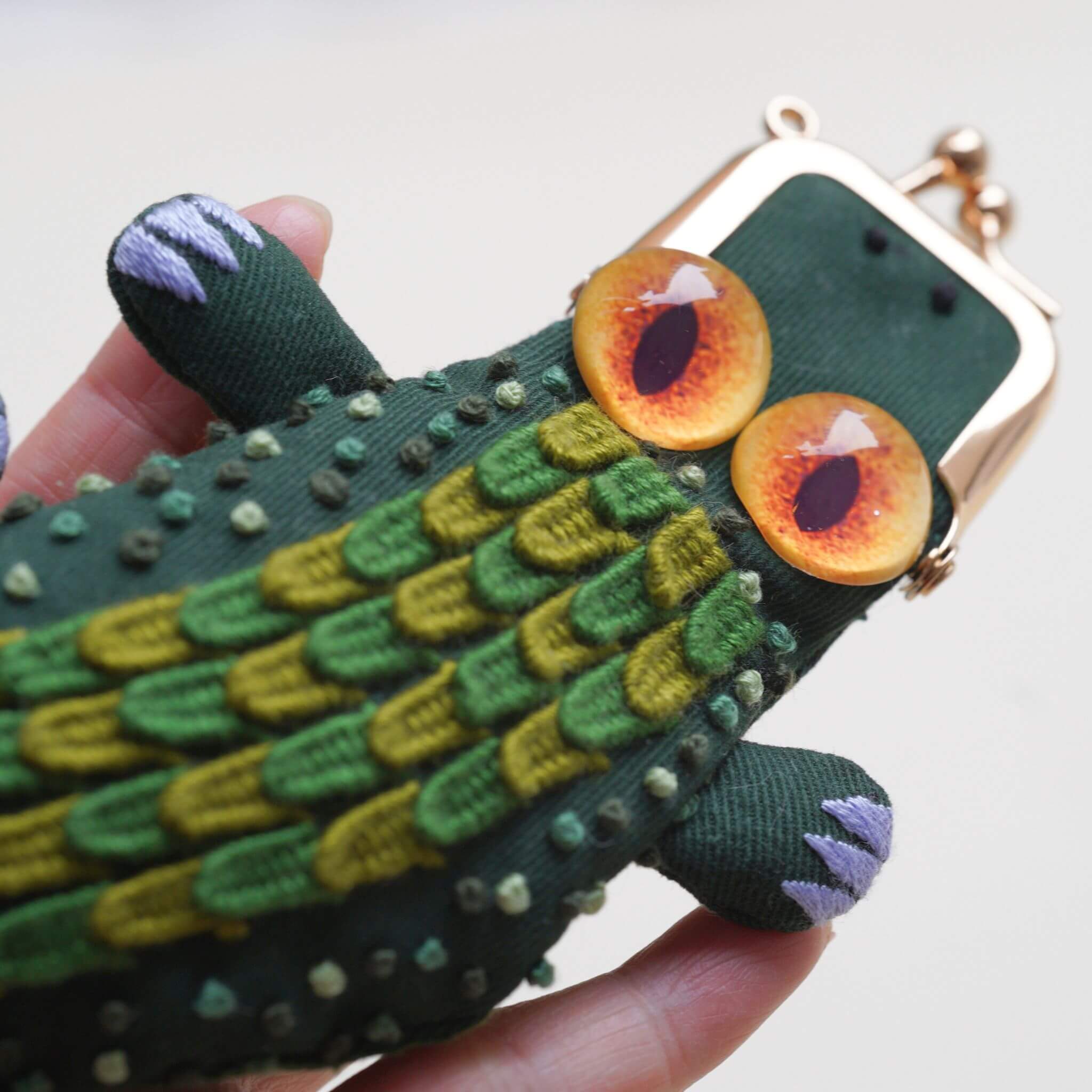Crocodile BagEmbroidery DIY Kit for Beginners, Unique Auspicious Fabric sachet with auspicious cicada design. Free international delivery for orders over $100.