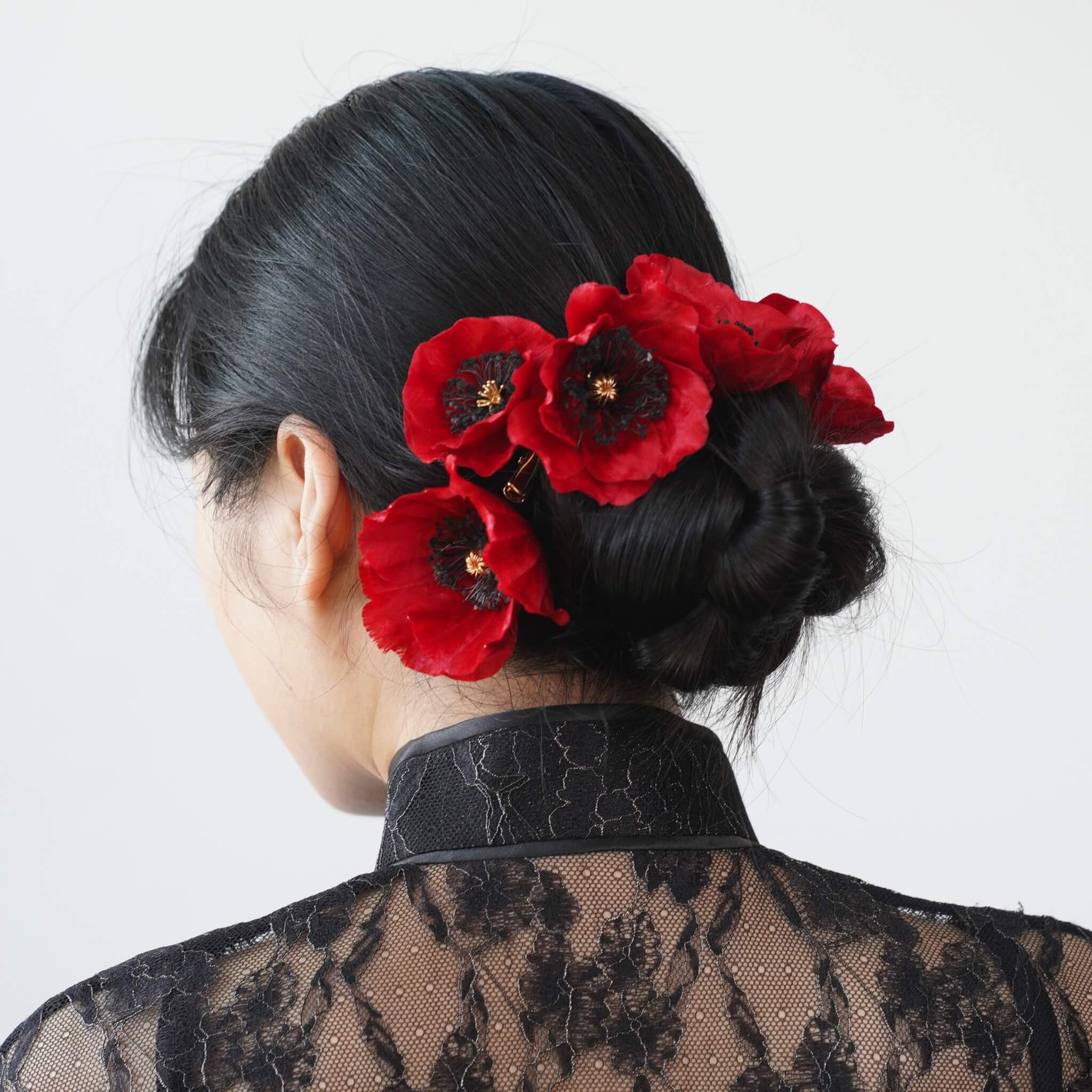 Handmade Ronghua Hairclip |August Poppies