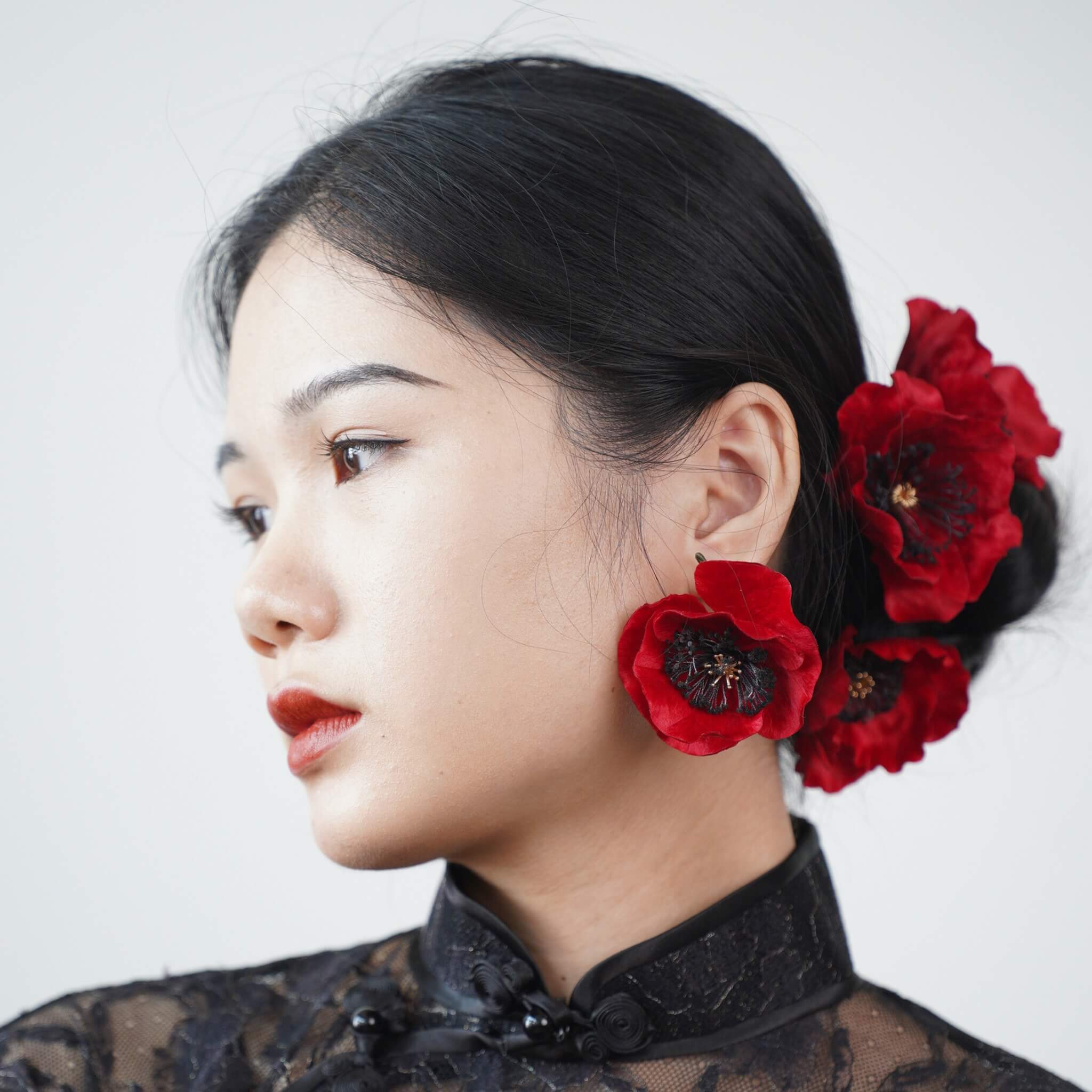 Handmade Ronghua Earrings |August Poppies