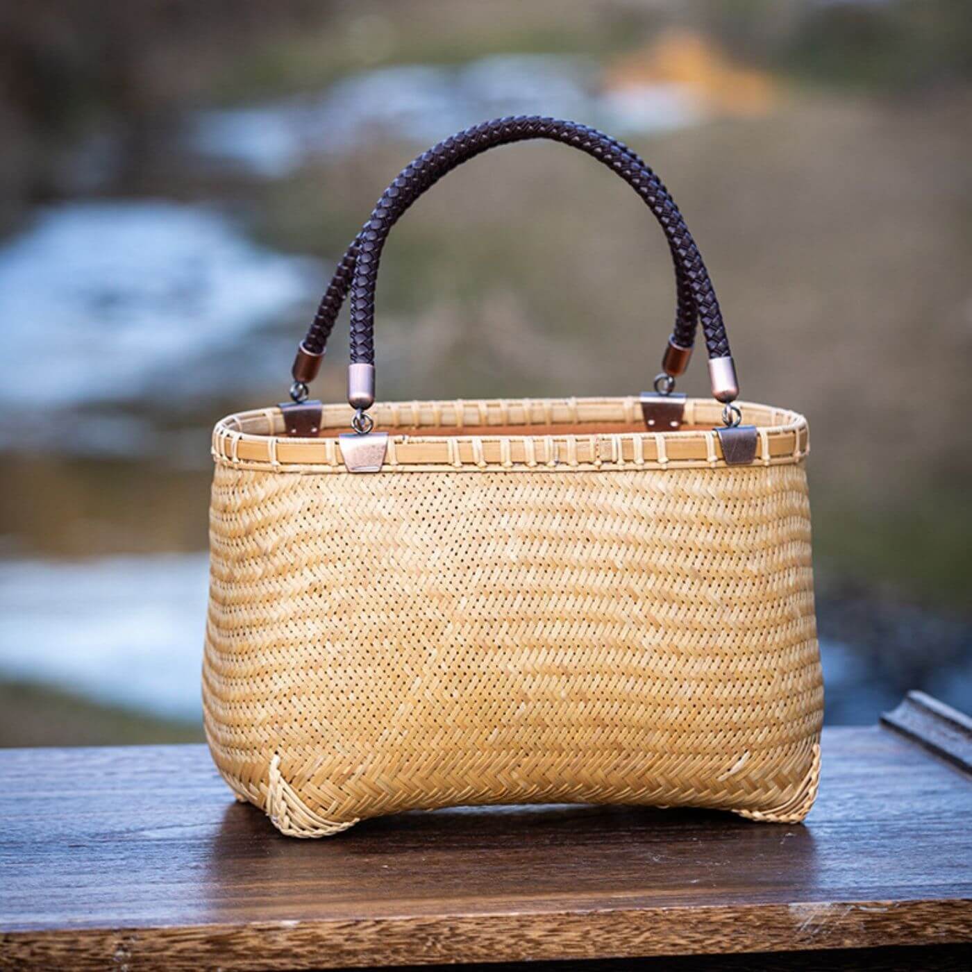 Chinese Bamboo woven Handmade Picnic Bag