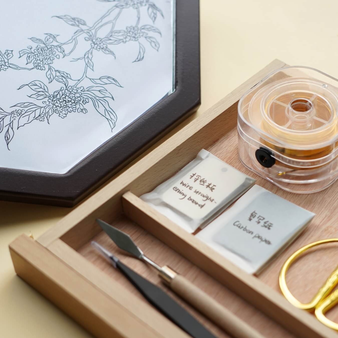 Kit de cloisonné para hacer uno mismo | Espejo de Osmanthus Amarillo