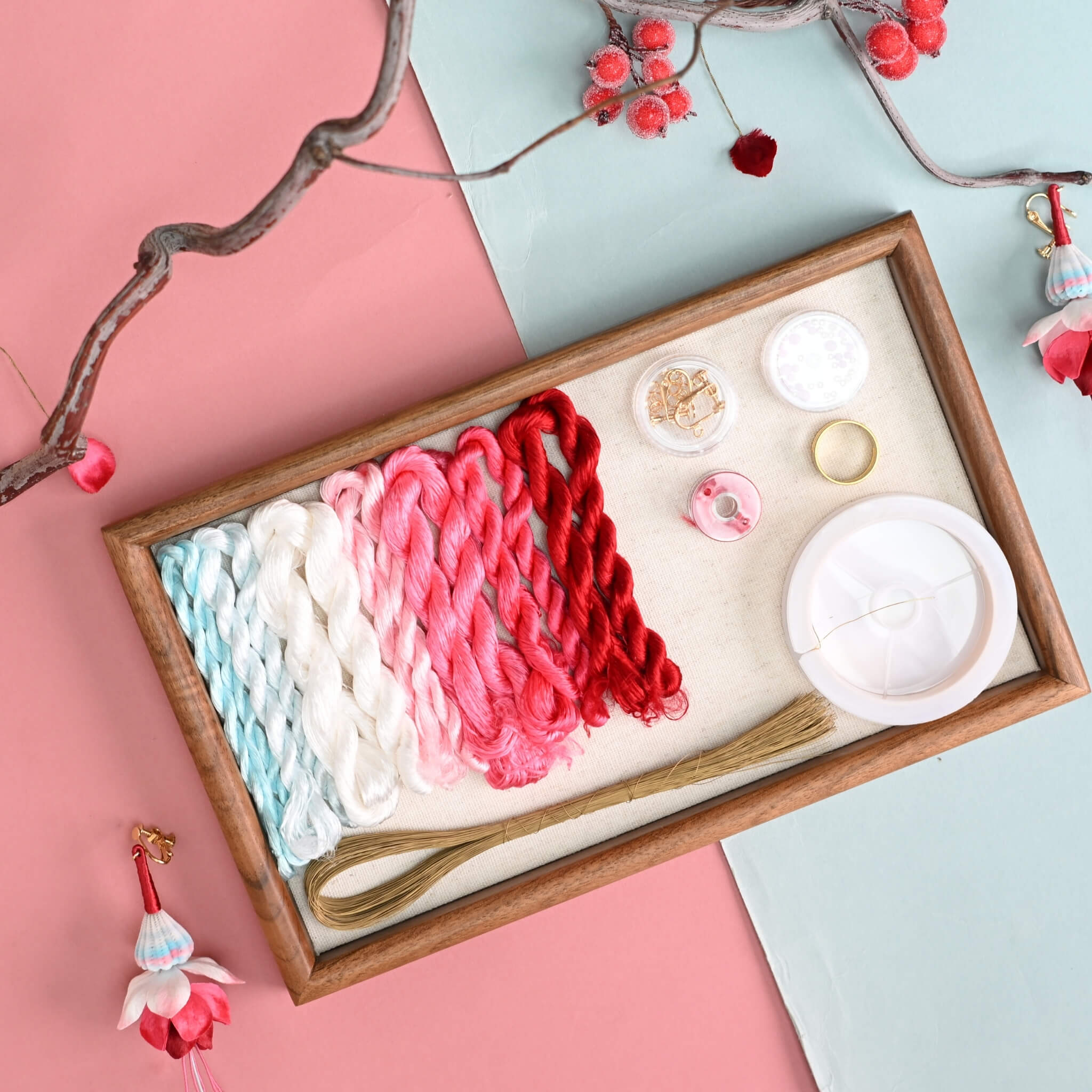 Ronghua DIY Kit | Fuchsia Ear Clips