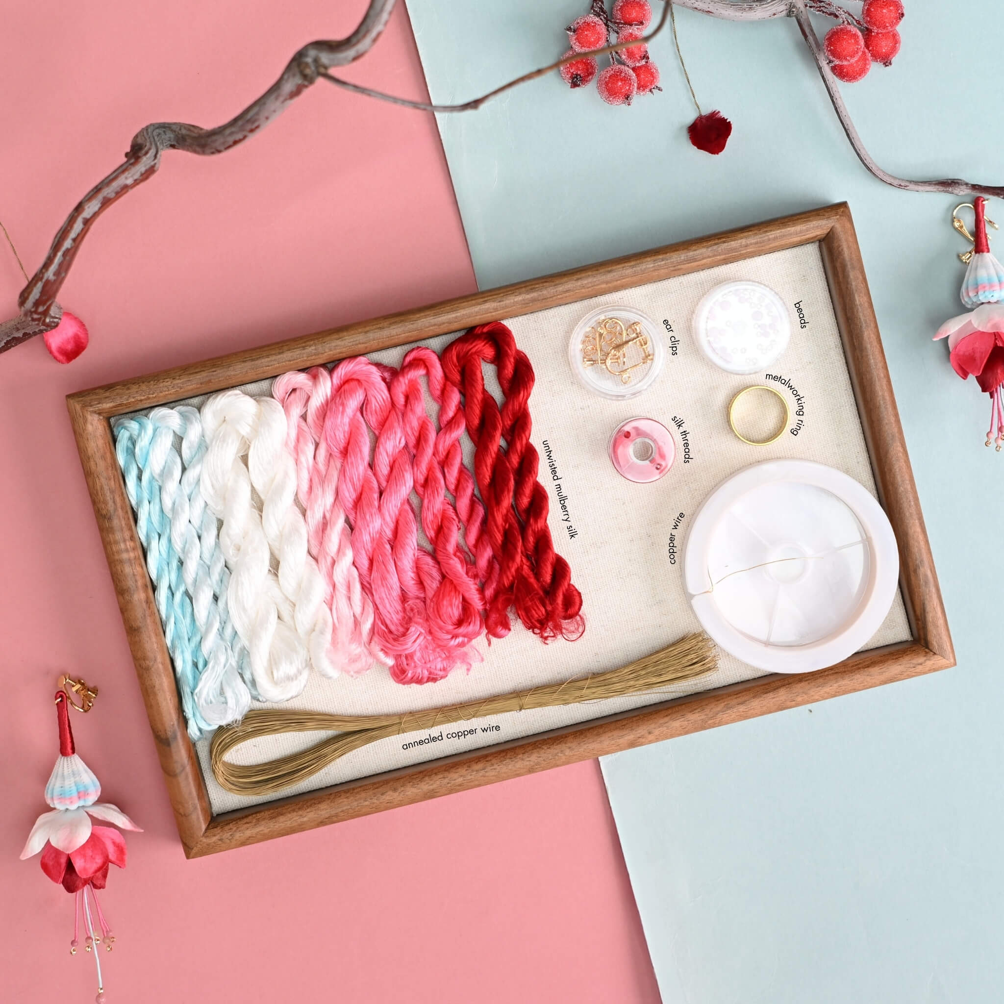 Ronghua DIY Kit | Fuchsia Ear Clips