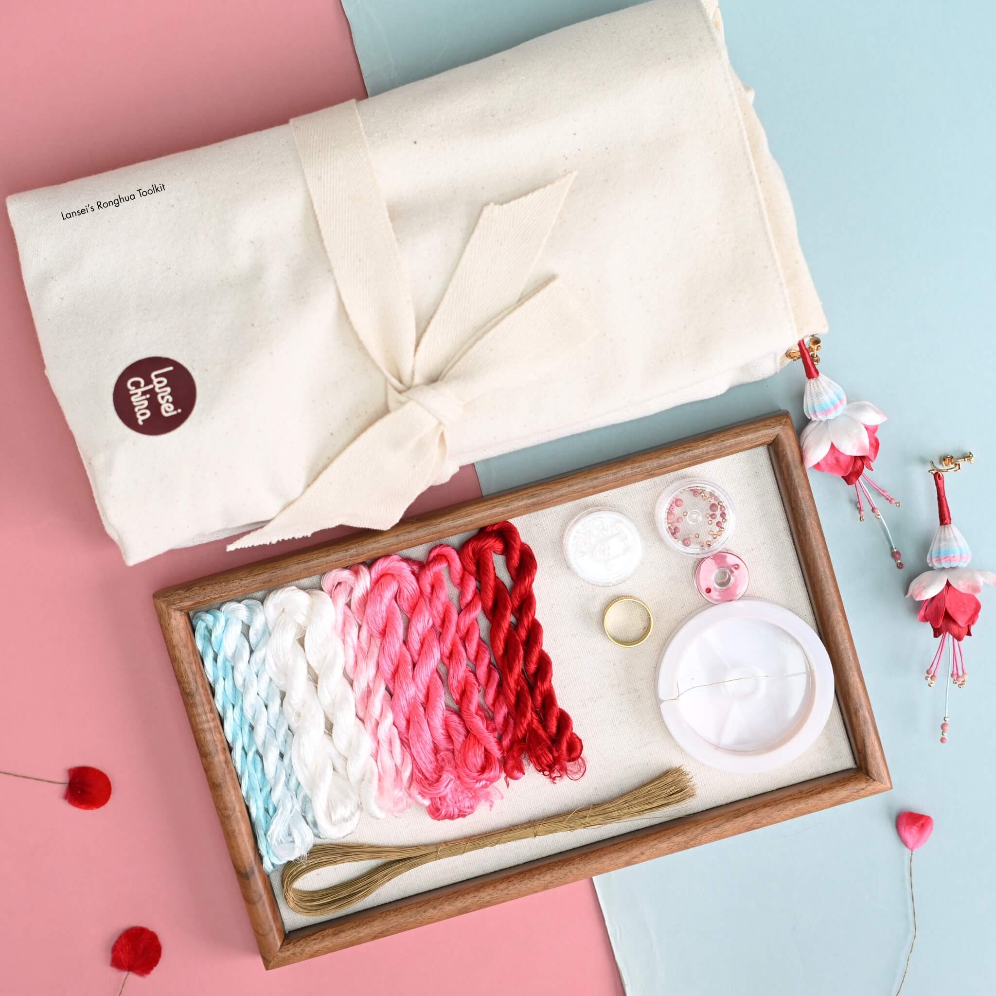 Ronghua DIY Kit | Fuchsia Ear Clips
